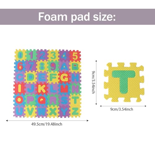 36 Stück Puzzlematte Kinder, Kinderspielteppich, Puzzle Matte Boden, Puzzlematte Baby,Schaumstoff Puzzlematte,Baby Spielmatte,Eva Schaumstoff-Matte,Geeignet für Kinder im Alter von 4-6 (9 x 9cm)