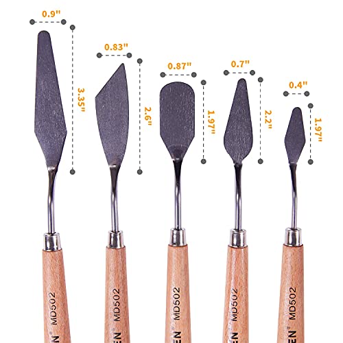 Meeden 5 Pieces Painting Knives, Stainless Steel Spatula Palette Knives Oil Paint Metal Pallet Knife With Wood Handle Art Tools For Watercolor Oil Acrylic Paint #TOP2