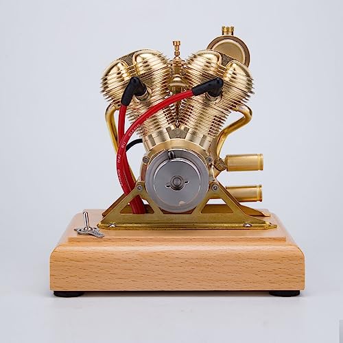 Gasoline Engine Model Kit, Miniature 4.3CC OHV V-Twin Double-Cylinder 4-Stroke Air-Cooled Internal Combustion Engine Model for STEM Learning & Physical Experiment Demontration - Image 3