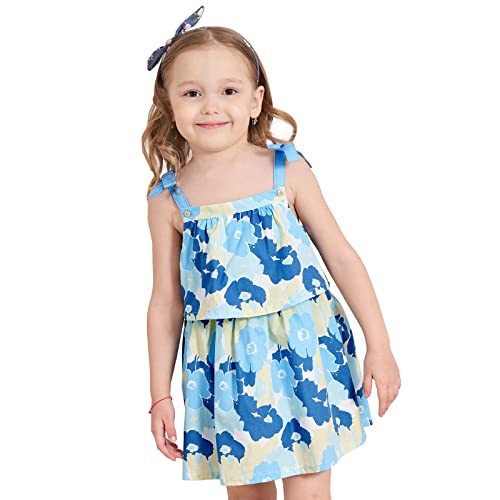 Sosomi Baby Blue Dress Sleeveless Baby Girl Dresses 6-12 Months Baby Summer Dress Butterfly Dresses For Baby Girl Kid Floral Sundress Baby Girls' Dresses Flower Print Royal Blue Toddler Dress #TOP6