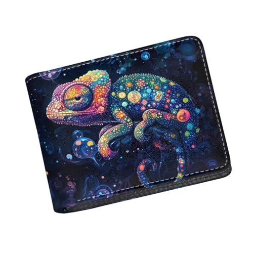 Image of Coldinair Colorful Lizard Leather Wallets for Boys 6-12 Bifold Wallet for Teen Boys Girls,Cartoon Cute Credit Card Cash Id Holder Rfid Blocking Small Wallets with Coin Pocket