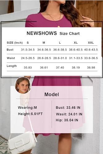 Image of Newshows Womens 2025 Summer Dresses Short Sleeve Ribbed Knit A-Line Swing Beach Vacation Outfits Casual Sundress with Pockets