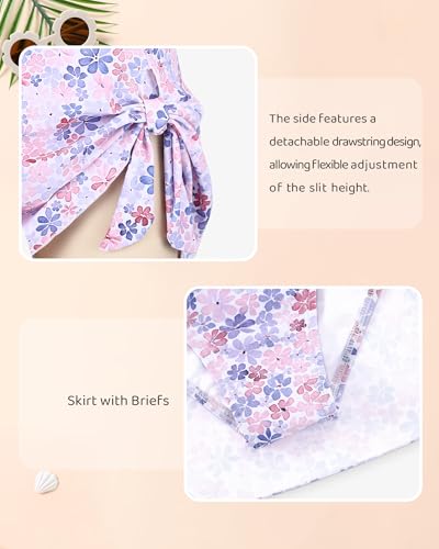 Image of Girls Two Piece Tankini Swimsuit with Skirt Summer Bathing Suit with Chest Pad Swimwear 7-16 Years