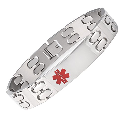 Linnalove Free Engraving Titanium Medical Alert Id Bracelets For Men(7.5") #TOP28