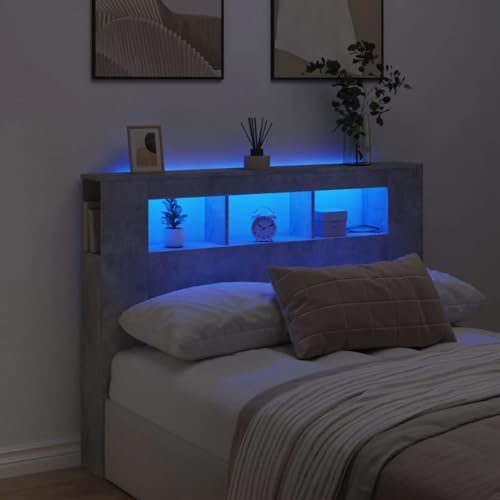 vidaXL Cabecero LED, Cabecera con Almacenaje, Cabezal de Cama, Ca...