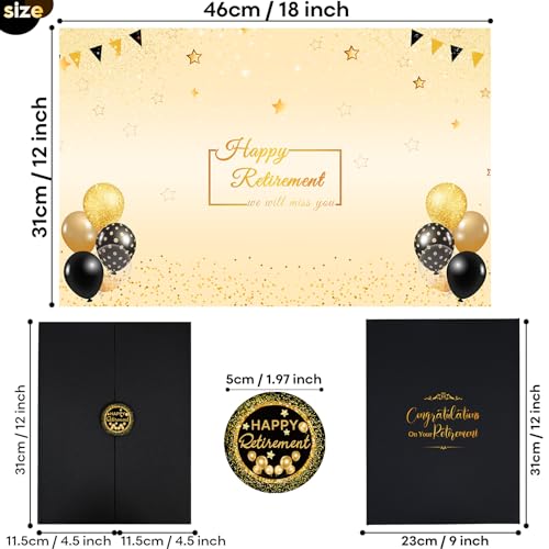 Image of Retirement Gifts for Men Women Black Gold Happy Retirement Guest Book to Sign in Officially Retired Signature Guestbook Alternative Farewell Going Away Memory Card Board Keepsake Party Decorations