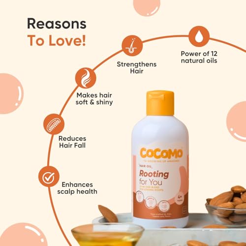 Image of Cocomo Rooting For You Hair Oil - 200ml (Age 4+ years) 12-in-1 Blend for Strong Roots & Softer Hair | with Olive, Almond, Jojoba Oil | Mineral-Parabens-Sulfates Free | Natural Oil for Kids