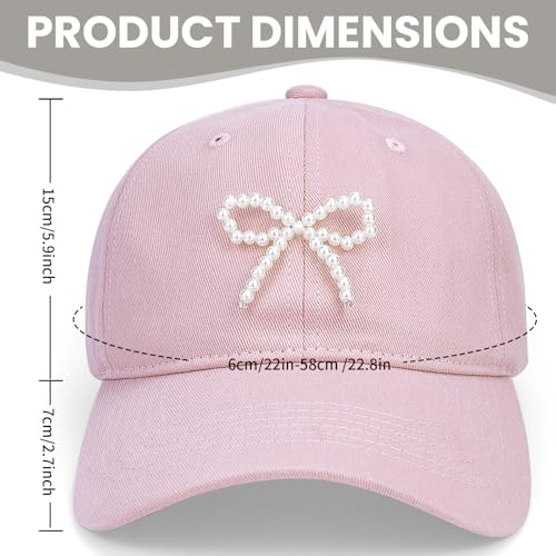 Image of Coquette Baseball Hat Bow Baseball Cap Ponytail Hat for Women Cute Distressed Cap Funny Trucker Hats for Women
