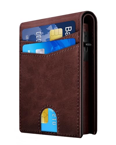 Image of QLD Wallet for Men - RFID Blocking [Functional & Practical] Bifold Slim Minimalist Credit Card Holder Pop Up Metal Case with Cash Slot, Front Pocket with ID Window, Gift Boxed