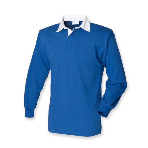Front Row Long Sleeve Classic Rugby Shirt Royal/White XL
