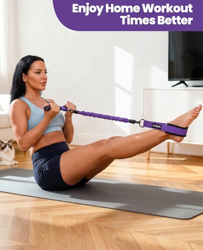 Image of Multifunctional Portable Pedal Resistance Band with Handle for Women - 3 Adjustable Tubes for Core(30 /40 /50LB), Abs, Arm & Leg Workouts | Home Gym Equipment