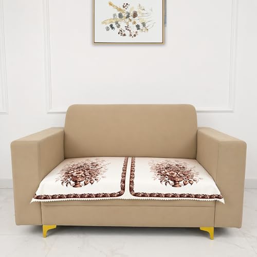 Image of Homerz Premium 'Luxe Series' Holland Velvet Sofa Cover | Smooth Finish | Anti-Skid Fleece Backing | Soft Touch Couch Protector for Living Room (Rust, 2 Seater, Only Seat Cover)