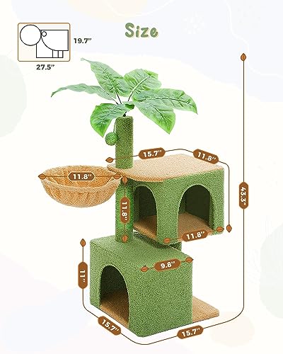 Árbol para gatos PEQULTI 43'' con 2 condos verdes miniatura 4