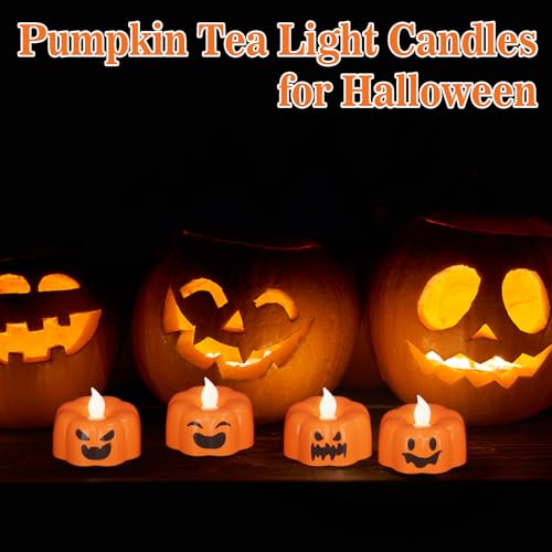 Image of GenSwin Pumpkin Halloween Flameless Candles Battery Operated with Timer