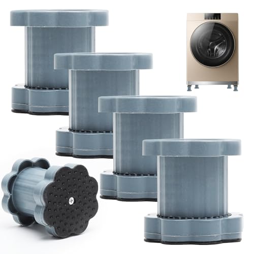 4 Pied Machine a Laver, Patins Rehausseurs Universels pour Base de Lave-Linge, Amortisseur Machine a Laver, Amortisseurs de Vibrations pour Réfrigérateur, Facilite L'élimination de la Poussière du Sol