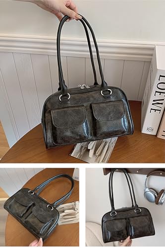 Vintage Style Shoulder Bag, Double Front Pocket Handbag, PU Leather Purse for Women4