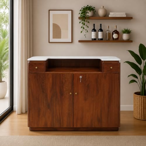 Image of The Attic Jalsa Bar Cabinet, Teak Finish