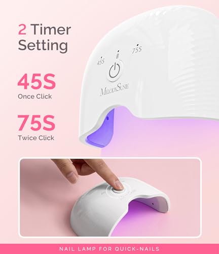 Image of MelodySusie Mini Cordless UV Nail Lamp, P-ART06G Rechargeable Portable LED UV Light with Smart Sensor, 4-Finger Curing for All Soft Gels, Especially Half-Cured Gel, Base Coat & Top Coat, White