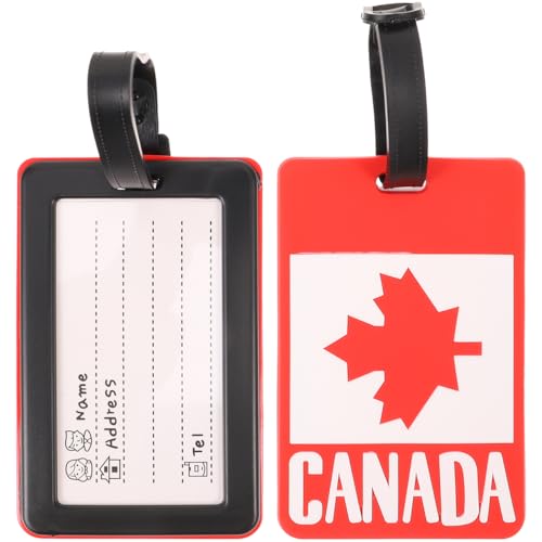 CLISPEED 2 Pack Luggage Tags for Suitcases: Canada Flag Travel Tag, PVC Baggage Name ID Label with Card Holder, Bag Identifier for Canadian Travelers, Airport Cruise
