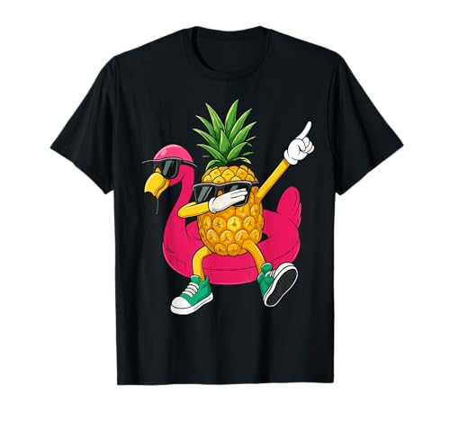 Dabbing Piña Flamingo Tropical Aloha Playa Hawaiana Camiseta