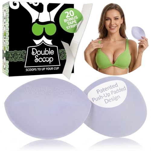 Image of Double Scoop Push Up Bra Inserts w /Bonus Sticky Tape Strips, Instant Breast Implants, Replacement Bra Pads, A /B, C, D