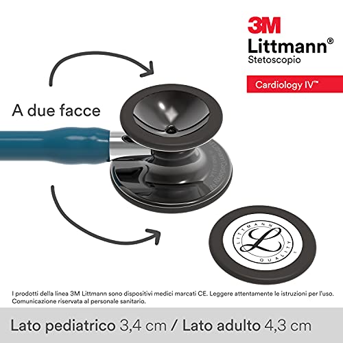 Image of 3M Littmann Cardiology IV Diagnostic Stethoscope,6234,More Than 2X as Loud,Weighs Less,Stainless Steel High Polish Smoke-Finish Chestpiece,27 inch Caribbean Blue Tube,Mirror Stem,Smoke Headset (Pack of 3)