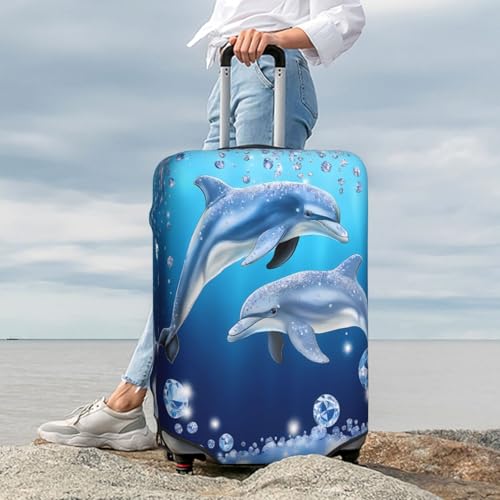 Dolphins Ocean Suitcase Cover Fashion Luggage Covers Anti-Scratch Elastic Lightweight Protector For Travel Outdoor Large4