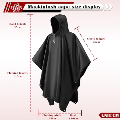 ODSPTER Regenponcho, Wasserdichter Regenponcho Eva Wiederverwendbarer Tragbarer Unisex-Regencape FüR Survive, Fahrrad, Wandern, Camping, Angeln,Fahrrad Wandern