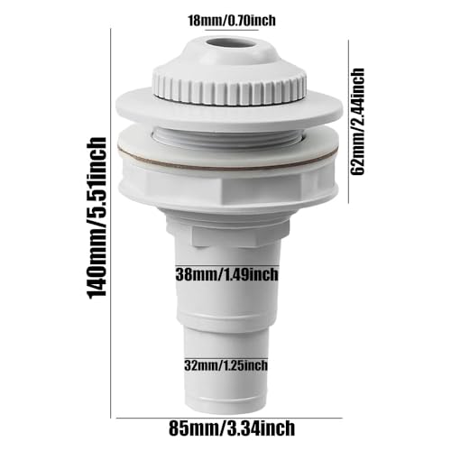 Uoimky Pool Einlaufdüse, Einströmdüse für Stahlwandpools mit 32mm und 38mm Schlauchanschluss Rücklauf Düse mit schwenkbarem Kopf Düse Pool Auslassdüse, Beckeneinlaufdüse, Pool Zubehör, Ø58mm