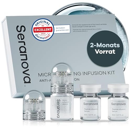 Seranova - Mikro-Infusion zur Hautpflege - mit Kollagen-Peptiden & Hyaluronsäure Gesichtsserum und Stempel 0 05 mm (2 Monatsvorrat)
