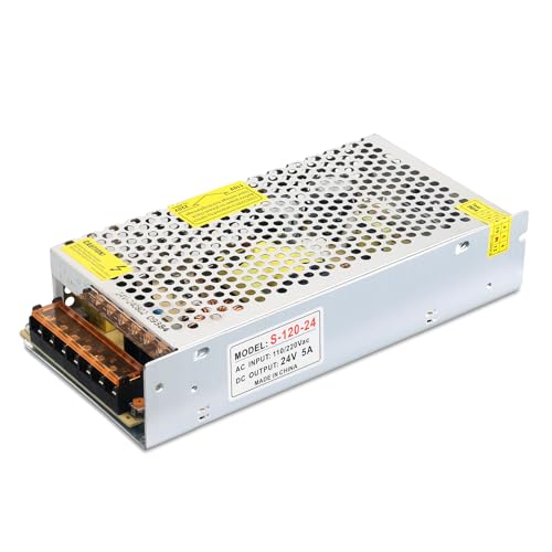 Image of 24V 5A 120W Power Supply AC /DC Adapter Universal Regulated Switching AC 110-220V to DC 24 Volt 5 Amp Converter Transformer LED Driver for LED Strip Light CCTV Camera