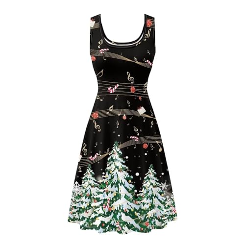 Image of Women Stylish Tank Dresses Sleeveless Round Neck Midi Casual Dress with Pocket for Summer