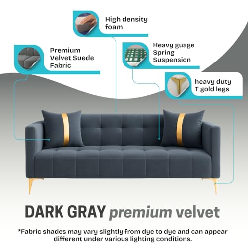 Image of FURNY Modernliving 3 Seater Sofa Set for Premium Living (Dark Grey)