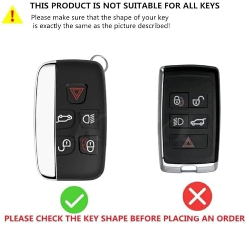Image of BKN Luxury Metal Soft Car Key Cover Shell with Keychain & Full Protection Compatible with Range Rover Evoque Velar Discovery LR4 Land Rover Sport XF XJ XE F-PACE F-Type | Jaguar 5 Button Smart Key