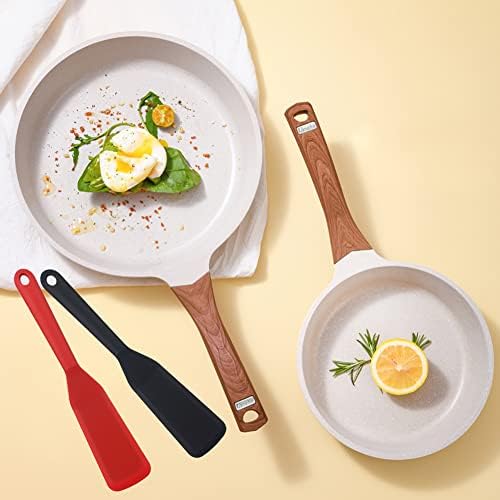 CANDeal 2 PCS Silicone Ultra Thin Spatula Omelet Spatula Turner Long Crepe Spatula Cooking Spatula Non-Stick Pancake Spatula for Egg Burgers Pizza Pancake Steak Omelet Crepes,Easy to Turn Over Food