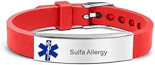 Personalized Medical Allergy Bracelet for Teen Men Women,Custom Name ICE Engraved Medic ID Health Alert Wristband Emergency Stainless Steel Adjust Silicone First Aid Jewelry