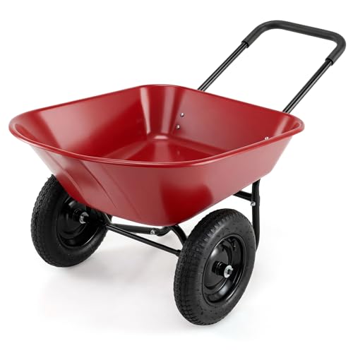 Goplus Dual Wheel Wheelbarrow with 330 lbs Capacity