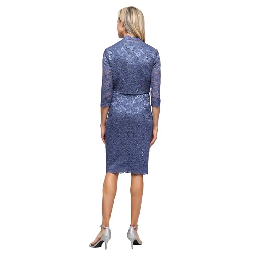 Image of S.L. Fashions Women's Short Sequined Lace Special Occasion Dress with Bolero Jacket