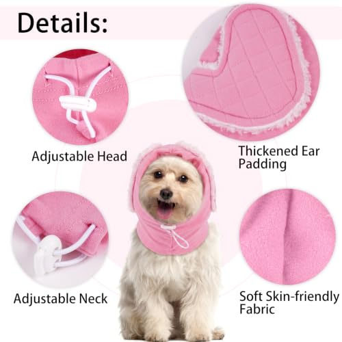 Image of MIGOHI Soft Dog Ear Muffs Noise Protection,Ear Covers for Dogs,Dog No Shake Ear Wrap for Hematoma,Calming Hoodie Quiet Ears Head Warps for Medium Large Dogs Grooming,Bathing,Thunder,Firework,XL,Pink