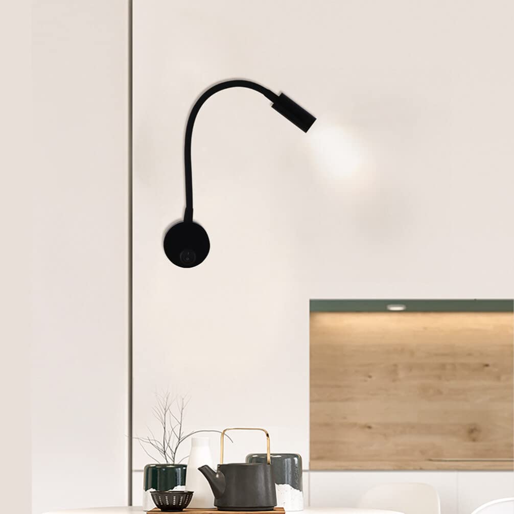 ULTECHNOVO Lámpara De Pared Led Flexible Para Lectura Con Cuello De Cisne Luz Led Para Cabecero De Cama Diseño Vintage Industrial Para Dormitorio Sala De Estar 15.74X2.44X1.10 Pulgadas