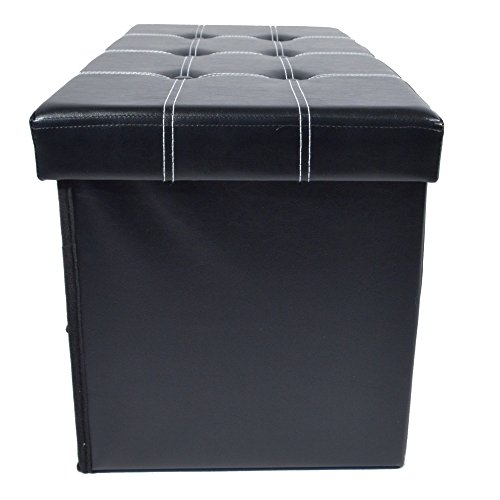 Achim Home Furnishings Collapsible Storage Ottoman 6 Drawers - Black Faux Leather 15X30X15 #TOP4