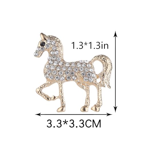 Image of Rhinestone Horse Animal Brooch Pin for Women Girls Men Fashion Crystal Pony Brooches Lapel Pins Cute Dress Accessories Holiday Party Race Jewelry Unisex Gift