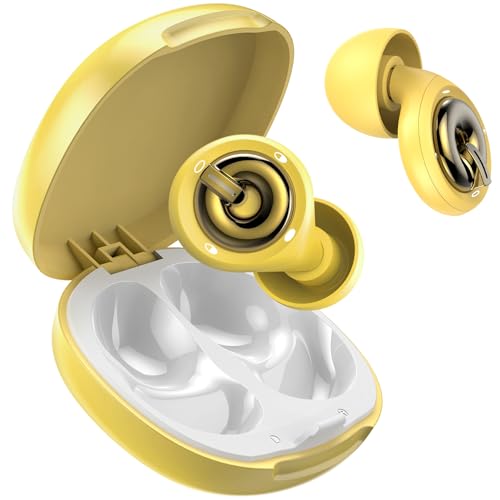 Tapones oidos ruido dormir, tapones oidos cancelacion de ruido Reutilizables con 6 pares de almohadillas de silicona, tapones para dormir para estudiar, concentrarse, Amarillo