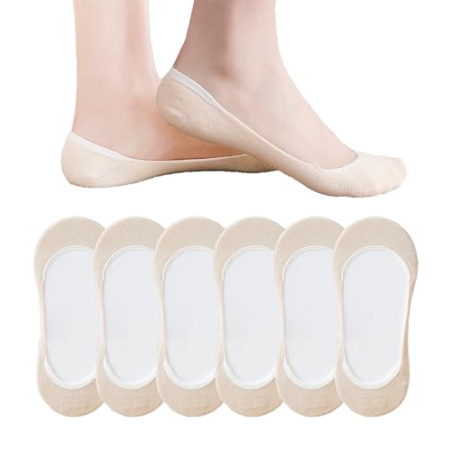 No Show Socks Women Size 7-9 Non Slip Heel Flat Low Cut Socks for Women 6 Pairs
