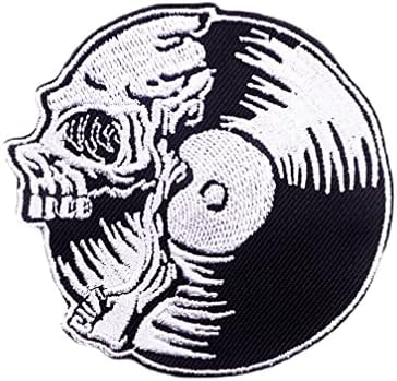 KUPOOL Punk Skull Patch Embroidered Patches for Clothing Iron On/Sew On Patches On Clothes Clothing Applique Hippie Patch for Halloween Jackets Hat Clothing Bags DIY Decoration, black (SY33)