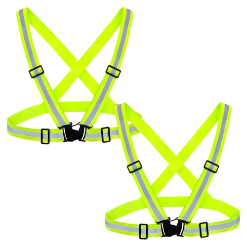 Mritrit 2 Stück Reflektorweste Fahrrad, Leicht Reflektierende Weste, Hochreflektierende Sicherheitsweste Einstellbar für Fahrradfahren Joggen Hundespaziergang bei Nacht für Erwachsene Jugendliche