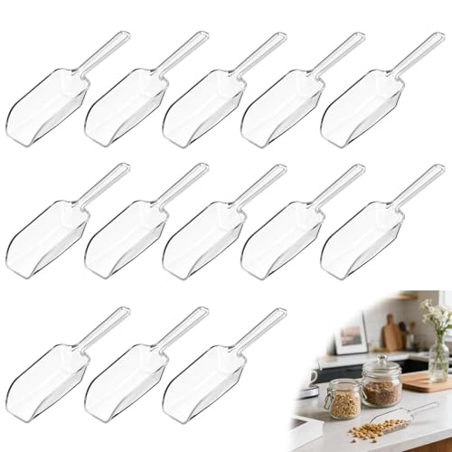 Clear Plastic Acrylic Kitchen Scoops 12 Pcs Mini Ice Scoop Multipurpose Sweet Scoops for Buffet Dessert Coffee Flour Protein Powder