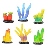 BESPORTBLE 6個仿真珊瑚魚缸水草点 高耐久素材使用リアルな水中景観 メンテ不要の水槽装飾 オフィスや家用アクアリウムアクセサリー