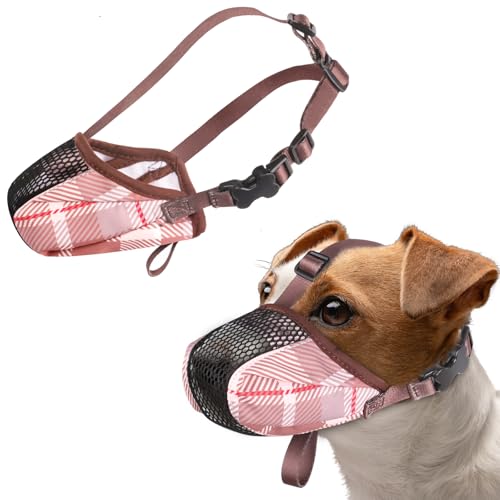 Dog Muzzle, Soft Basket Air Mesh Muzzles for Medium Sized Dogs Anti Chewing, Breathable Adjustable Muzzle for Beagle Jack Russell, etc, Suit for Grooming Vet Visits Allows Panting Drinking.
