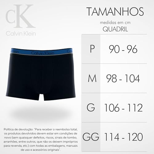 Calvin Klein Cueca Boxer Trunk Algodão Masculina Original, Azul Marinho e Preto, G